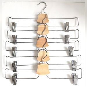 Hangers 10 Set Full Size 🥇 Like New LOT Bundle Silver Tone & Wood